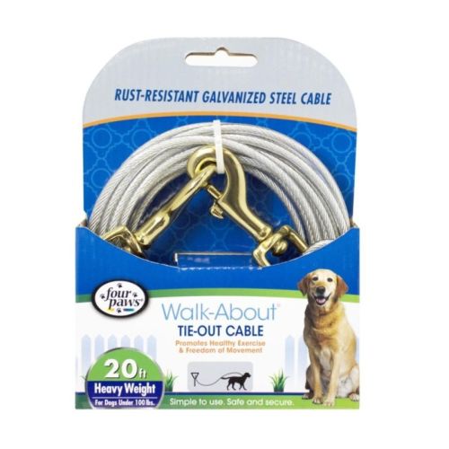 Four Paws Walk About Tie Out Cable Heavy Weight for Dogs up to 100 lbs