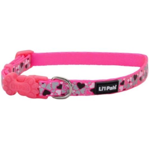 Li'L Pals Reflective Collar  Pink with Hearts