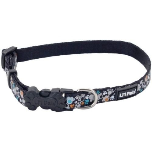 Li'L Pals Reflective Collar  Teal and Orange Paws